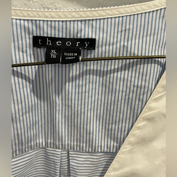Theory Long sleeves 100% cotton Striped patchwork shirt Size XL - Picture 4 of 5